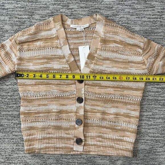 NWT VERONICA BEARD Goliad Cropped Cardigan Camel Multi XS Cotton - Picture 10 of 15
